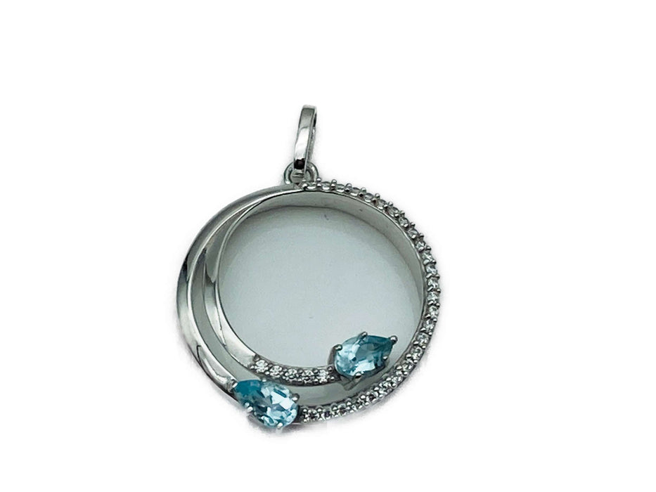 Anhänger mit tropfenförmigem Blautopas & Zirkonia | Silber