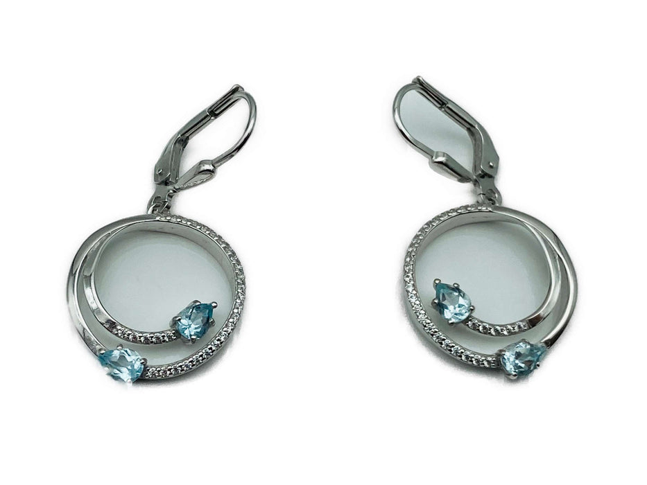 Anhänger mit tropfenförmigem Blautopas & Zirkonia | Silber