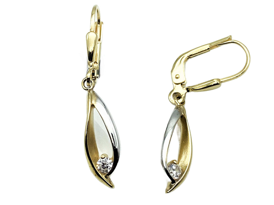 Ohrhänger mit Zirkonia in bicolor | Gold