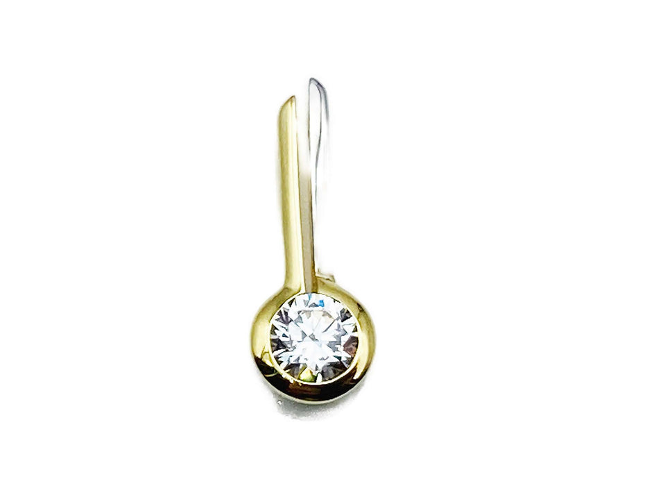 Zweifarbiger Anhänger mit großem Zirkonia | Gold