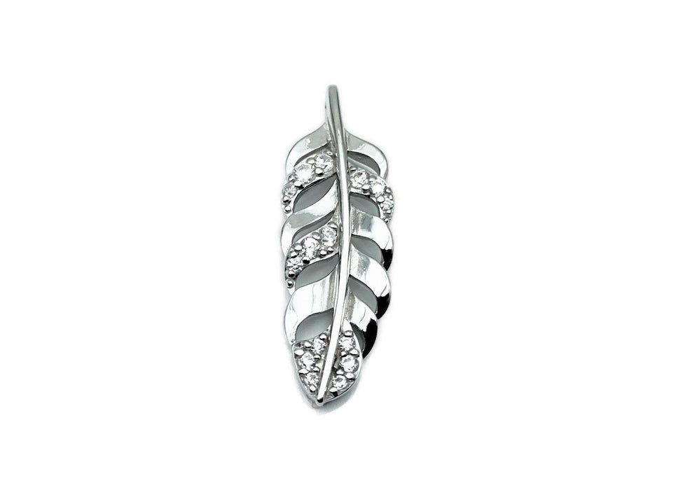 Anhaenger & Ohrringe Feder mit Zirkonia | Silber