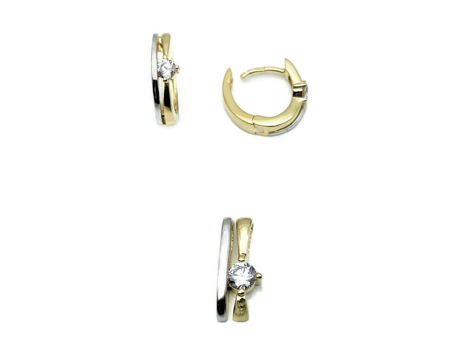Anhaenger & Creolen in zweifarbig mit Zirkonia | Gold