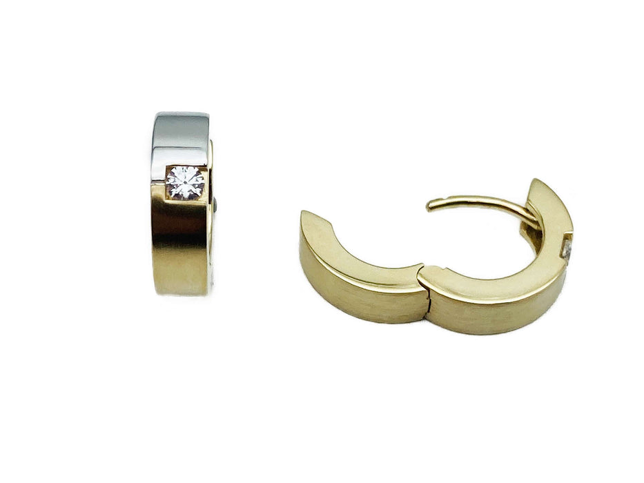 Creolen Gelb-& Weißgold mit Zirkonia | Gold