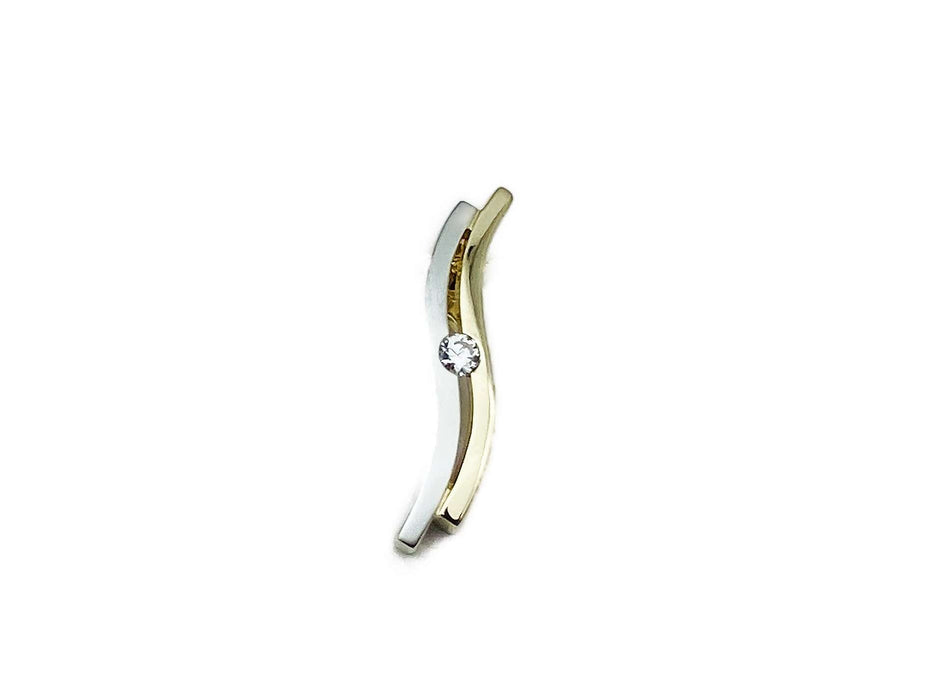 Zweifarbiger Anhänger mit Zirkonia | Gold