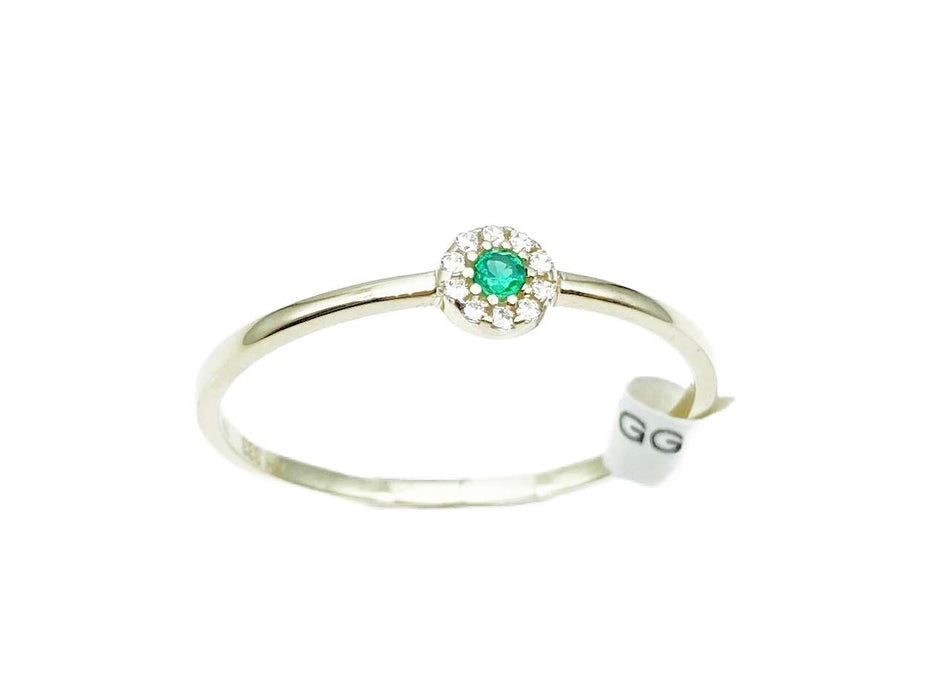 Ring mit smaragdfarbenem und weißen Zirkonia | Gold