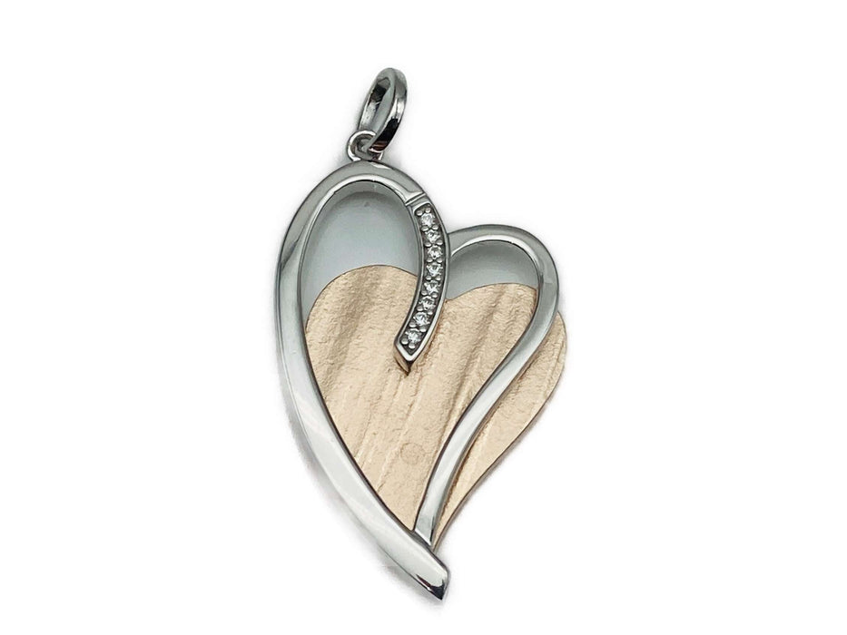 Anhänger Herz bicolor Rose & Weiß | Silber