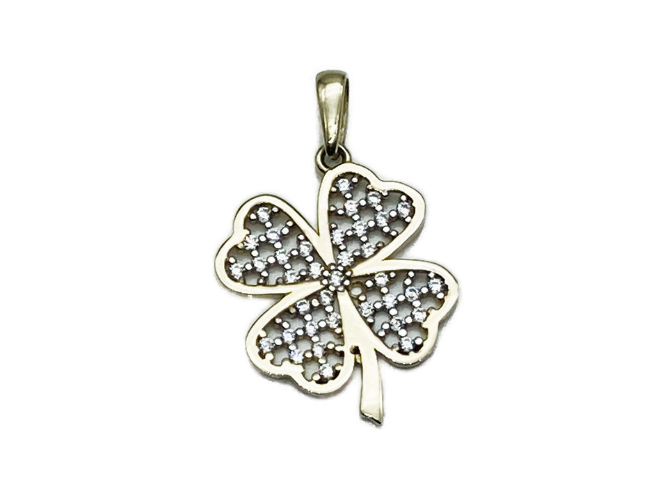 Anhänger Kleeblatt mit Zirkonia | Gold