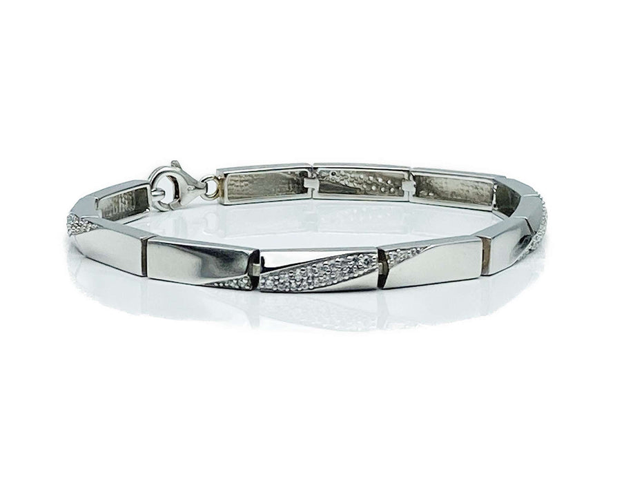 Breites Armband mit Zirkonia | Silber