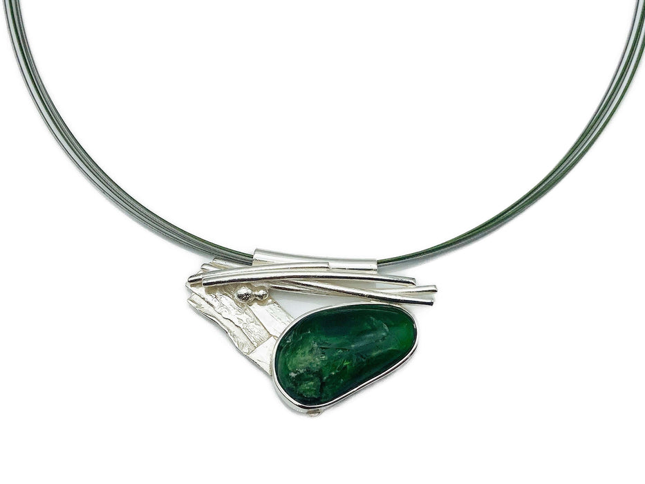 Collier mit echt Chromdiopsid | Silber