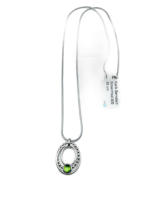 Collier mit grünem Bernstein aus der Karibik | Silber