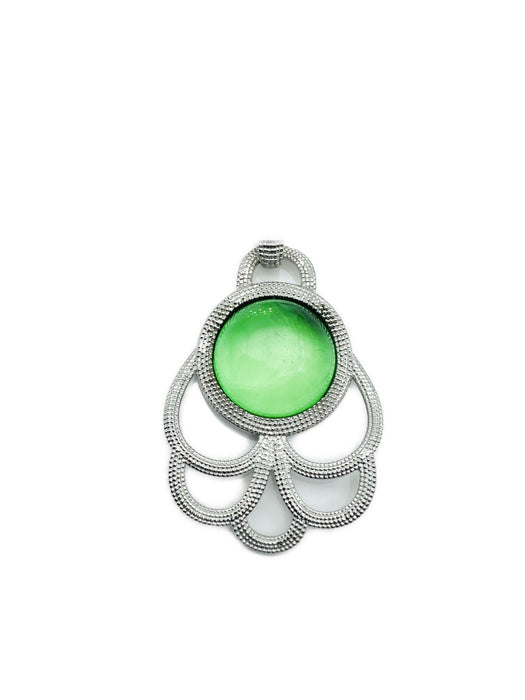 Collier antik mit grünem Bernstein aus der Karibik | Silber