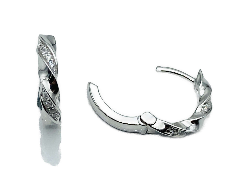 Creolen mit Zirkonia in Kordel-Optik | Silber