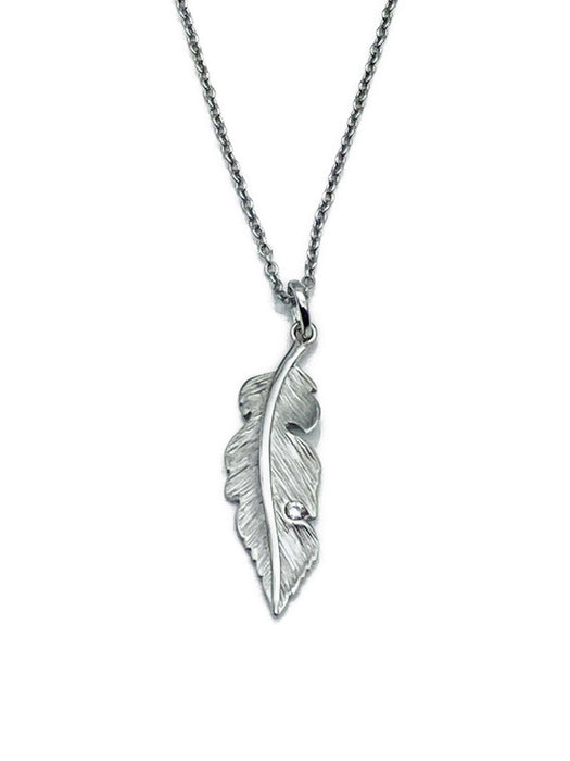 Anhänger Feder mit Zirkonia | Silber