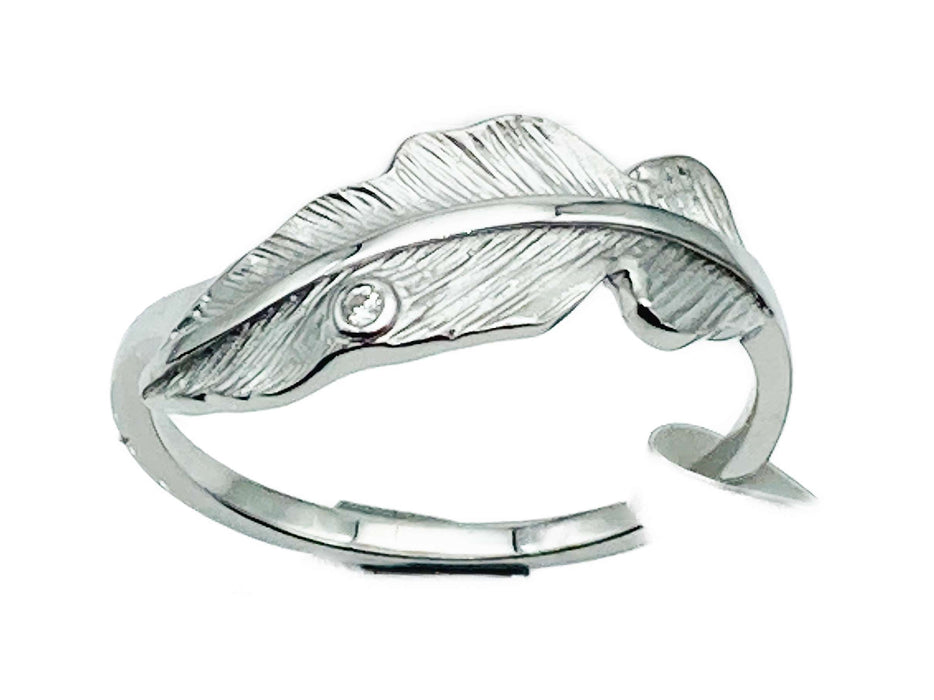 Ring Feder mit Zirkonia | Silber