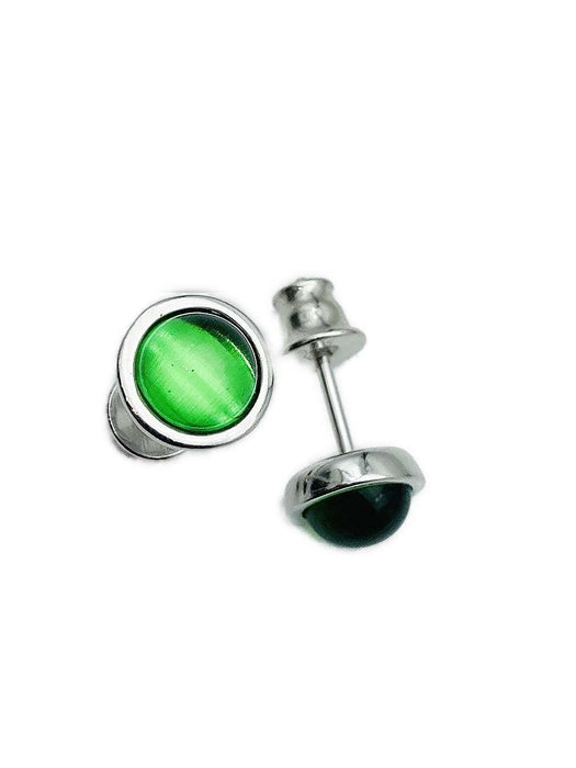 Ohrstecker mit grünem Bernstein aus der Karibik | Silber