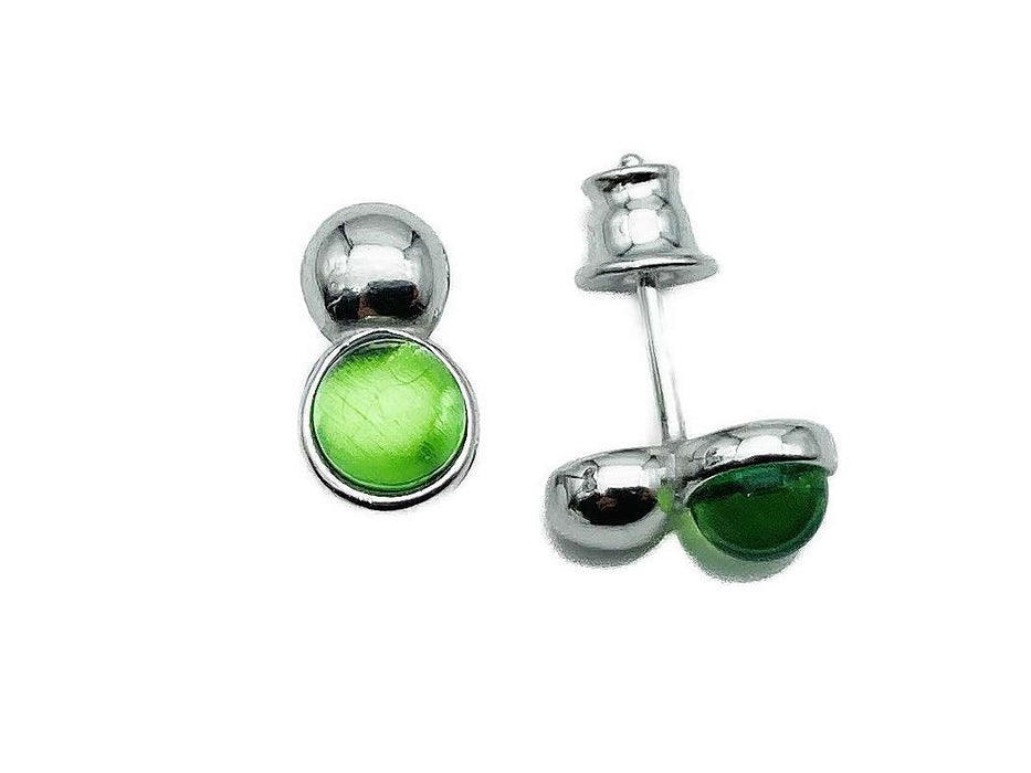 Ohrstecker mit grünem Bernstein aus der Karibik | Silber