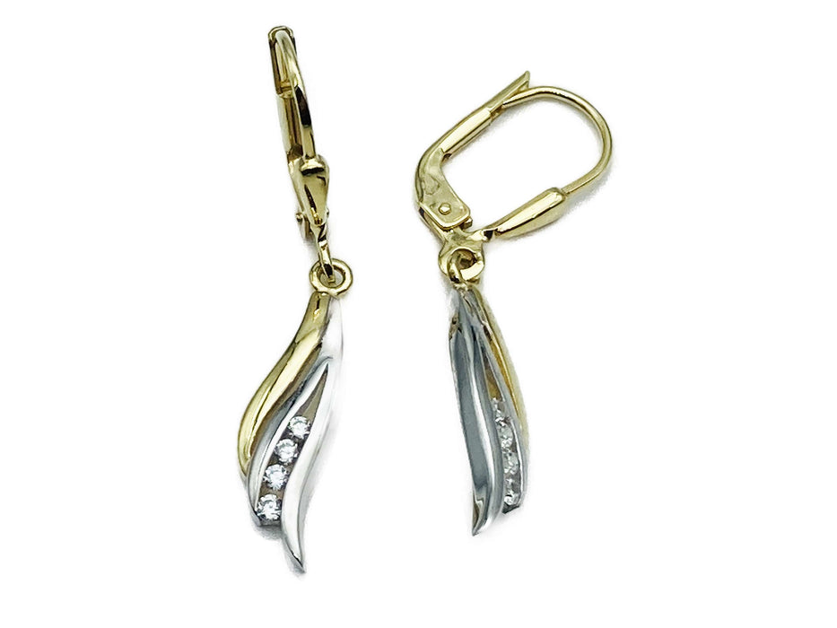 Ohrhänger bicolor mit Zirkonia | Gold