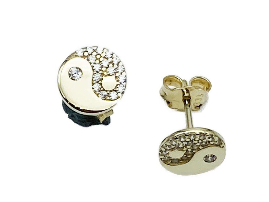 Ohrstecker Yin-Yang mit Zirkonia | Gold