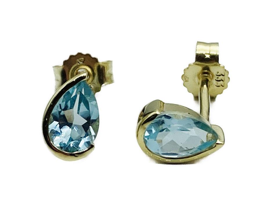 Ohrstecker mit echtem Blautopas | Gold