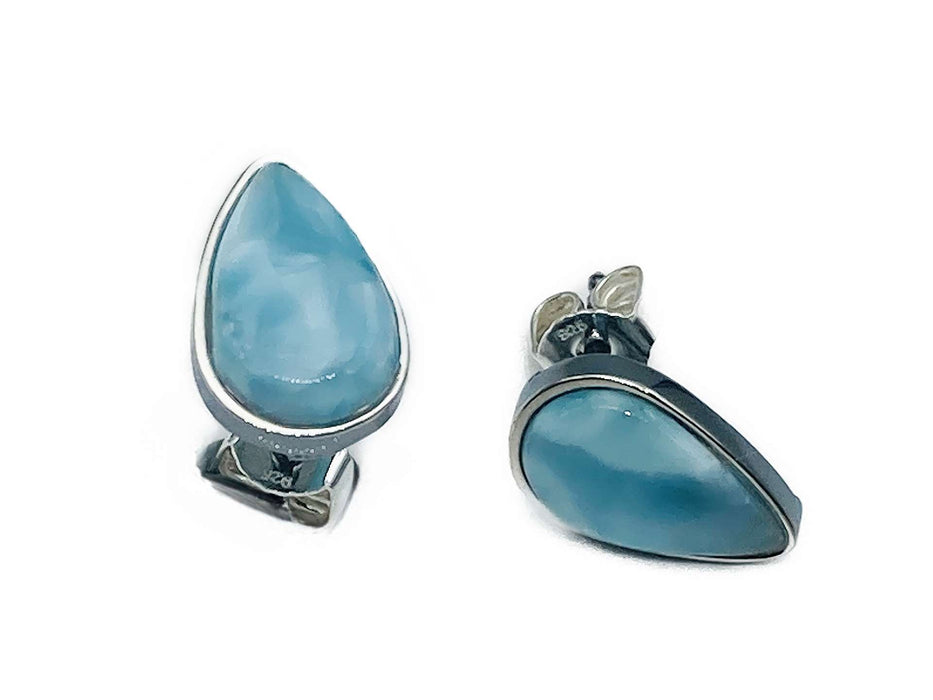 Ohrstecker mit echt Larimar tropfenform | Silber oxidiert