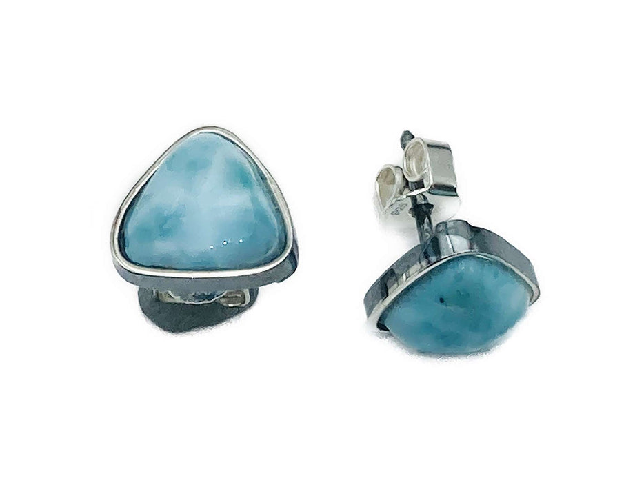 Ohrstecker mit echtem Larimar | Silber oxidiert