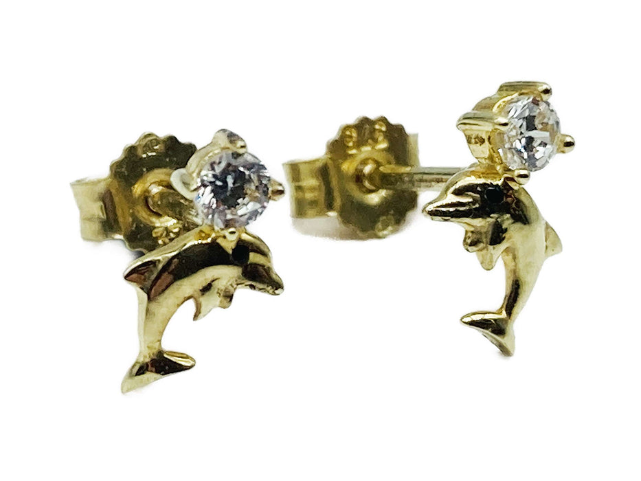 Ohrstecker Delfin mit Zirkonia | Gold