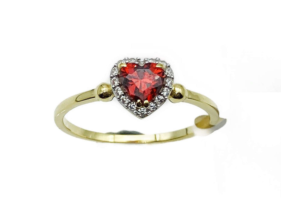 Ring mit granatfarbenem Herz | Gold