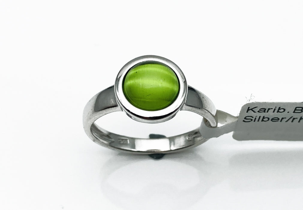 Ring mit Karibischem Bernstein schlicht | Silber