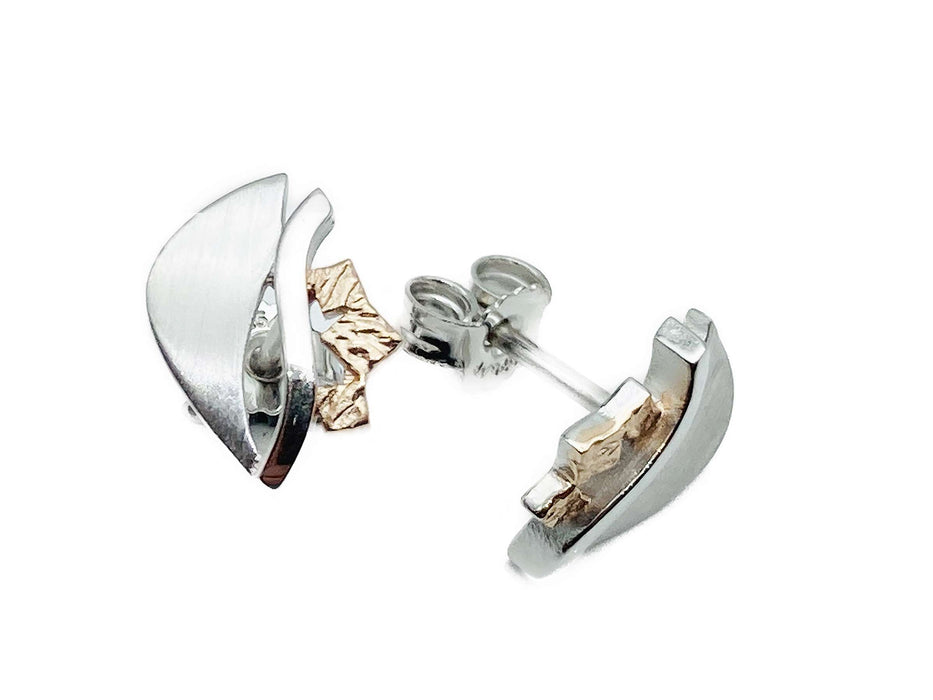 Modische Ohrstecker Silber & Rotgold | Silber