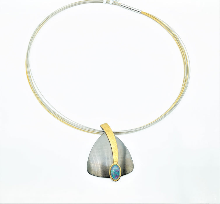 Anhaenger & Ohrringe mit Opal-Triplette | Silber
