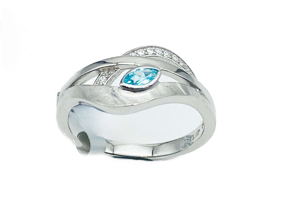 Ring mit echt Blautopas & Zirkonia | Silber
