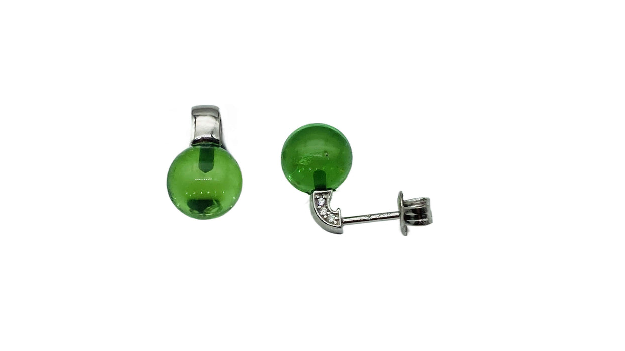 Ohrstecker mit grünem Bernstein aus der Karibik | Silber
