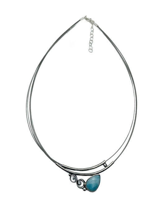 Collier echt Larimar oval | Silber