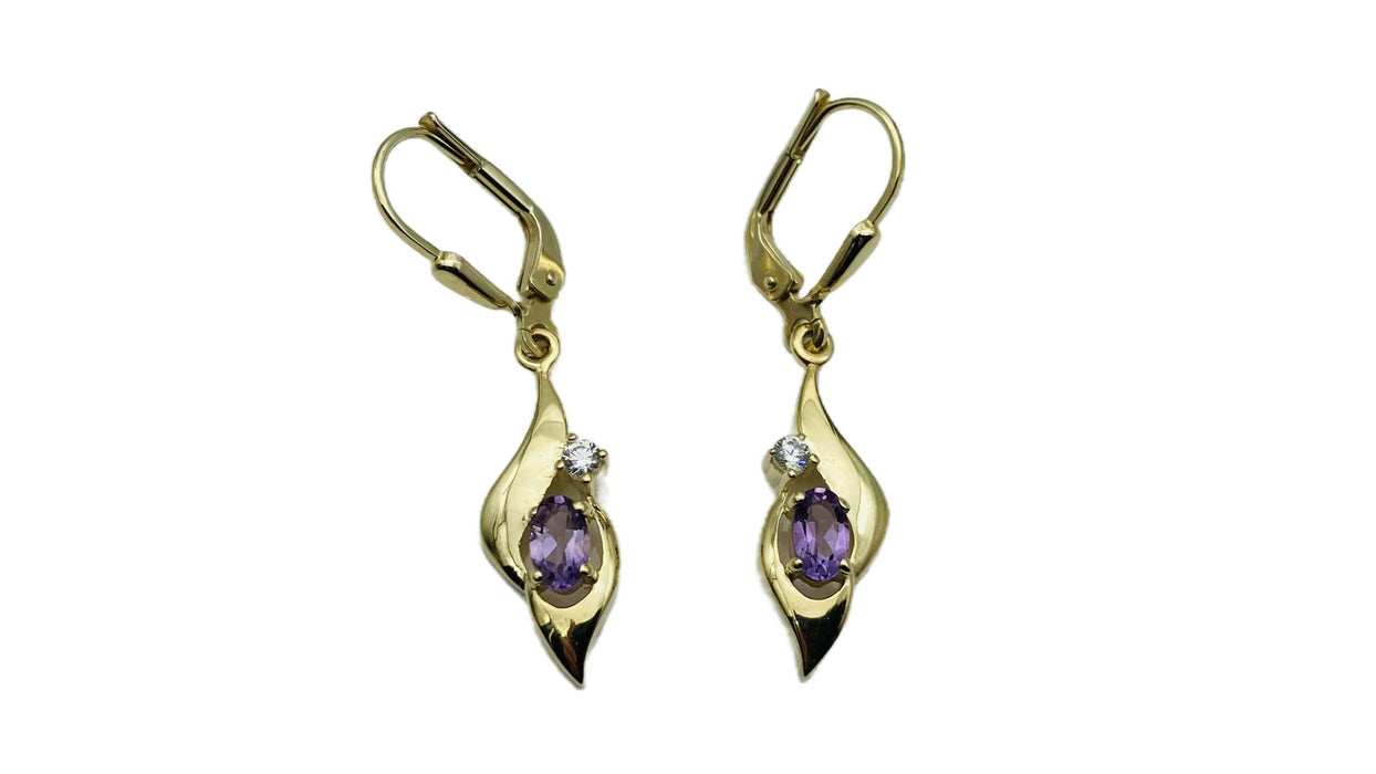 Ohrhänger mit Amethyst & Zirkonia | Gold