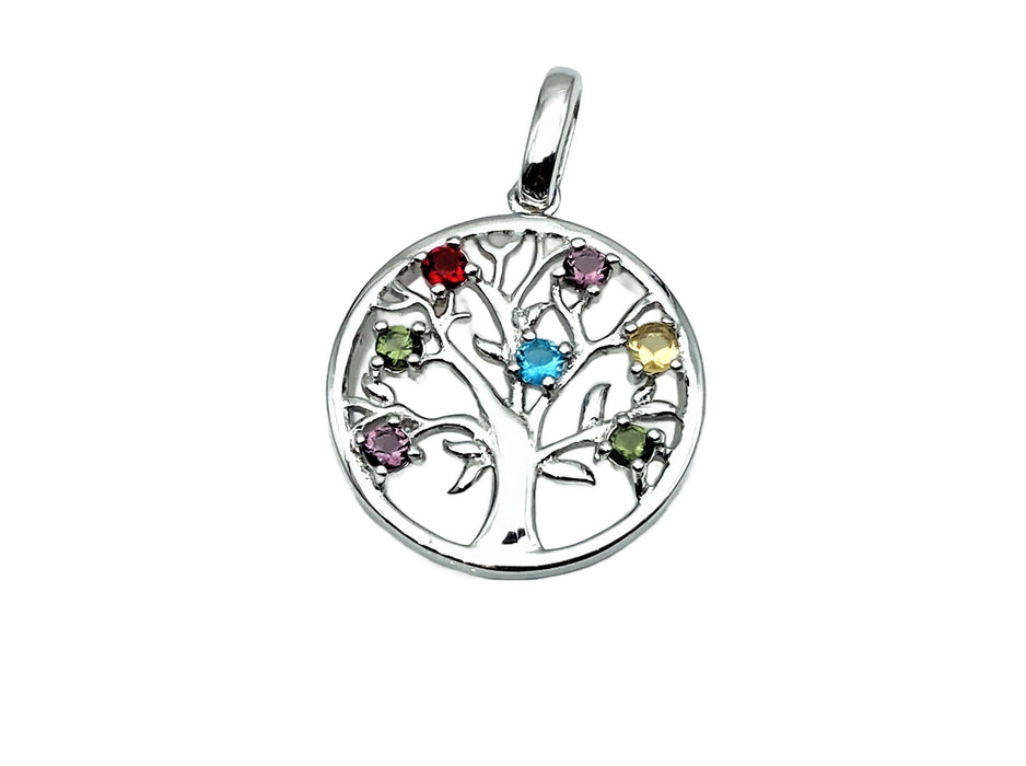 Anhaenger mit Lebensbaum multicolor | Silber