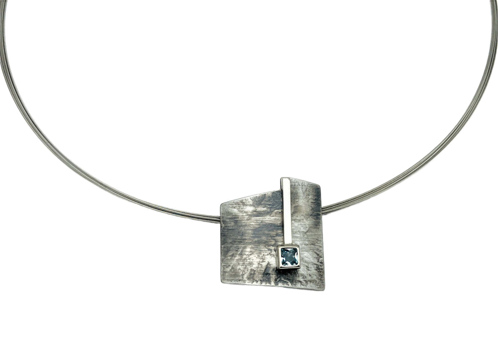 Set mit echt Blautopas | Silber strukturiert
