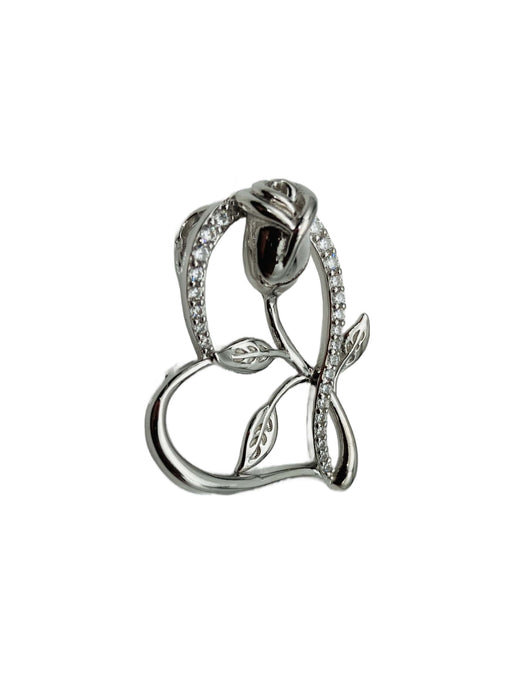 Anhänger Herz mit Rose und Zirkonia | Silber