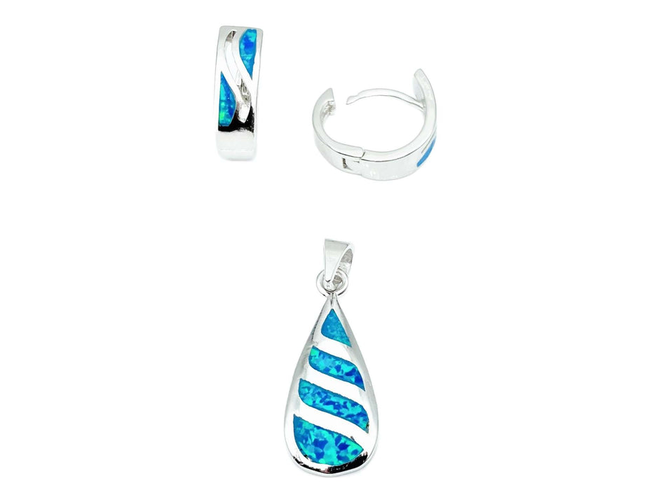 Anhänger in Tropfenform mit blauem Opal | Silber