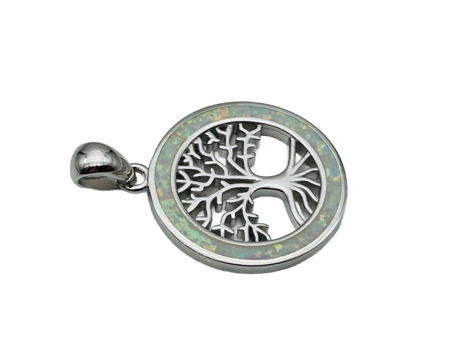 Anhänger Baum des Lebens mit syn. Opal | Silber
