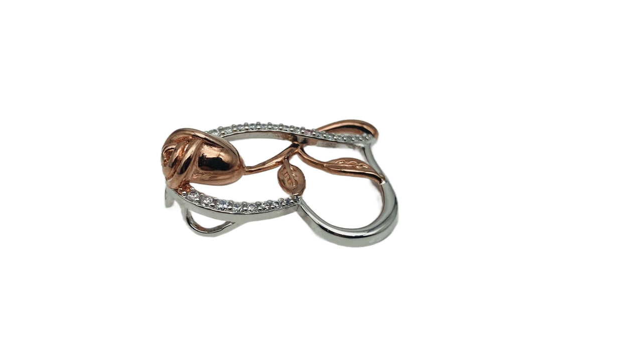 Anhänger Herz mit Rose und Zirkonia | Silber