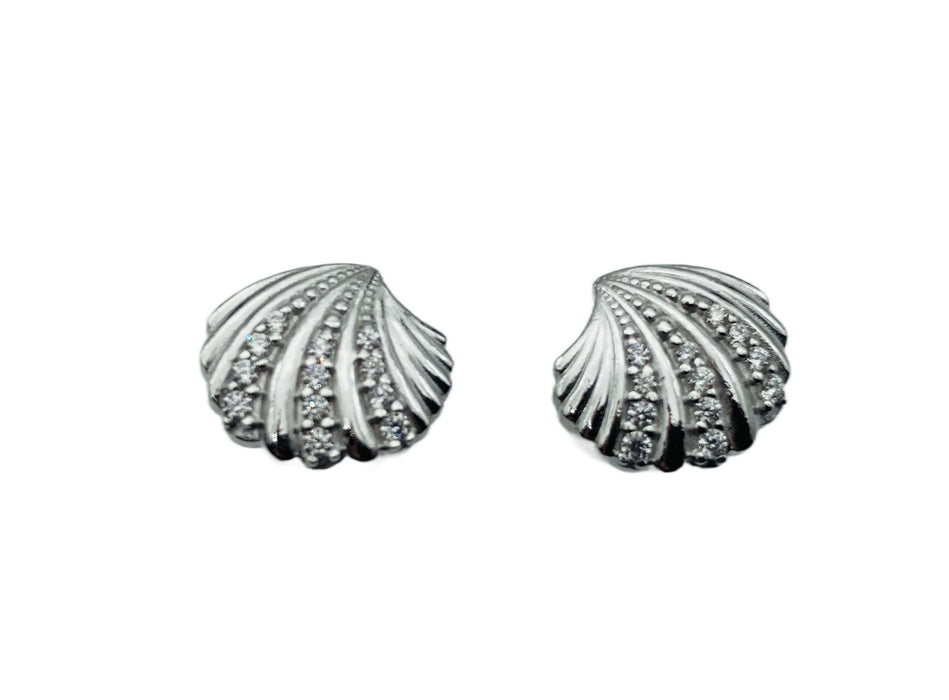 Ohrringe Muschel mit Zirkonia | Silber