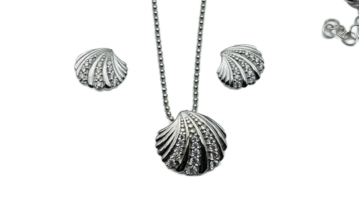 Anhänger Muschel mit Kette | Silber