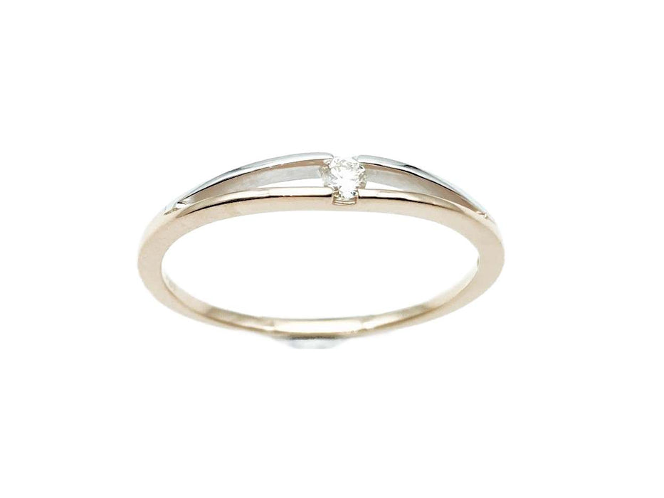 Antrags-/ Solitaire-Ring bicolor mit Brillant | 585/-