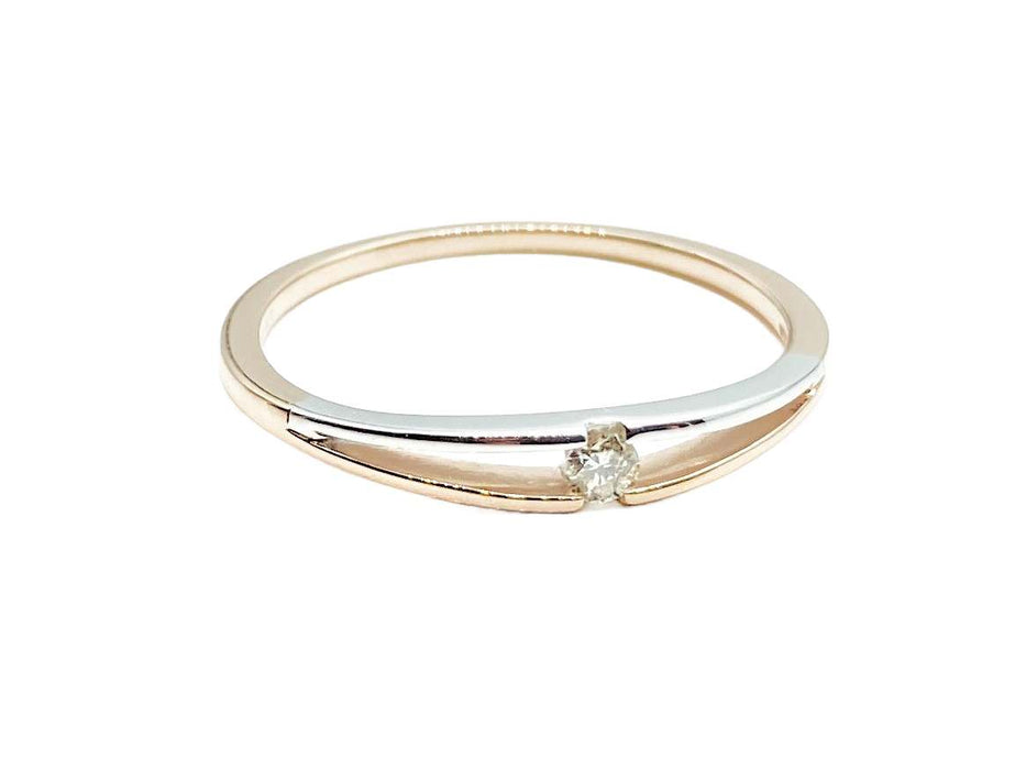 Antrags-/ Solitaire-Ring bicolor mit Brillant | 585/-