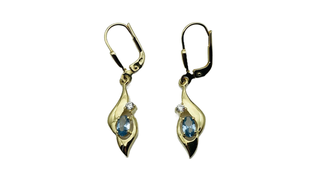 Ohrhänger mit syn.Aquamarin & Zirkonia | Gold