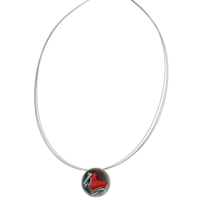 Collier mit echter Koralle Silber oxidiert