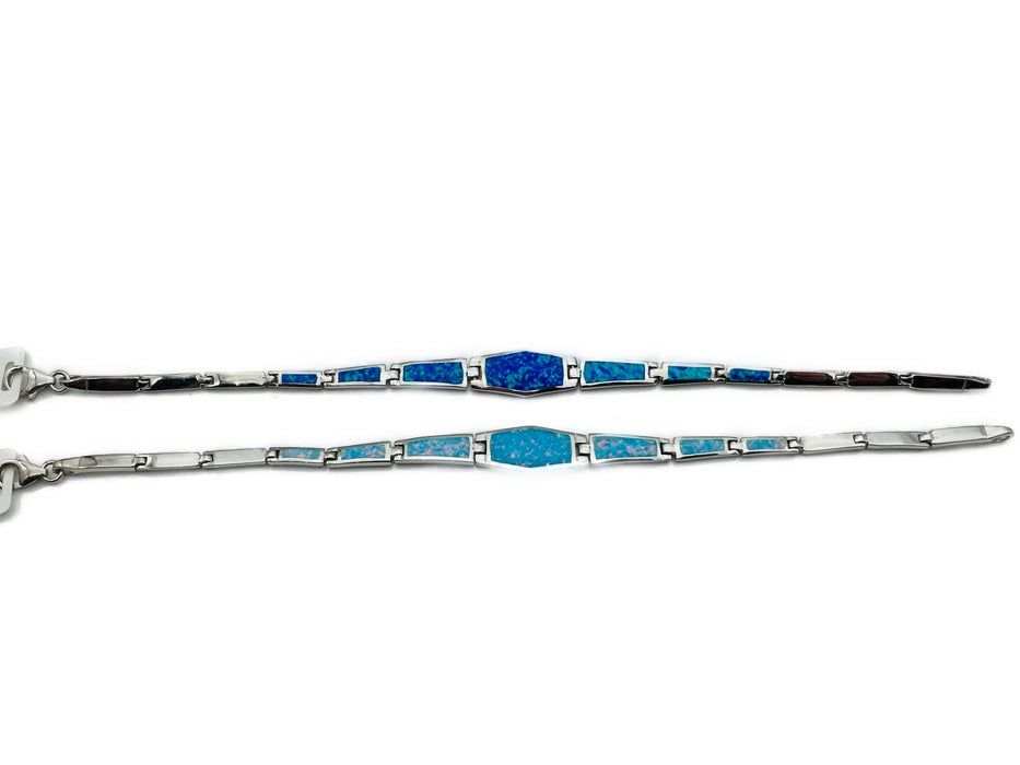 Armband mit synth. Opal blau | Silber