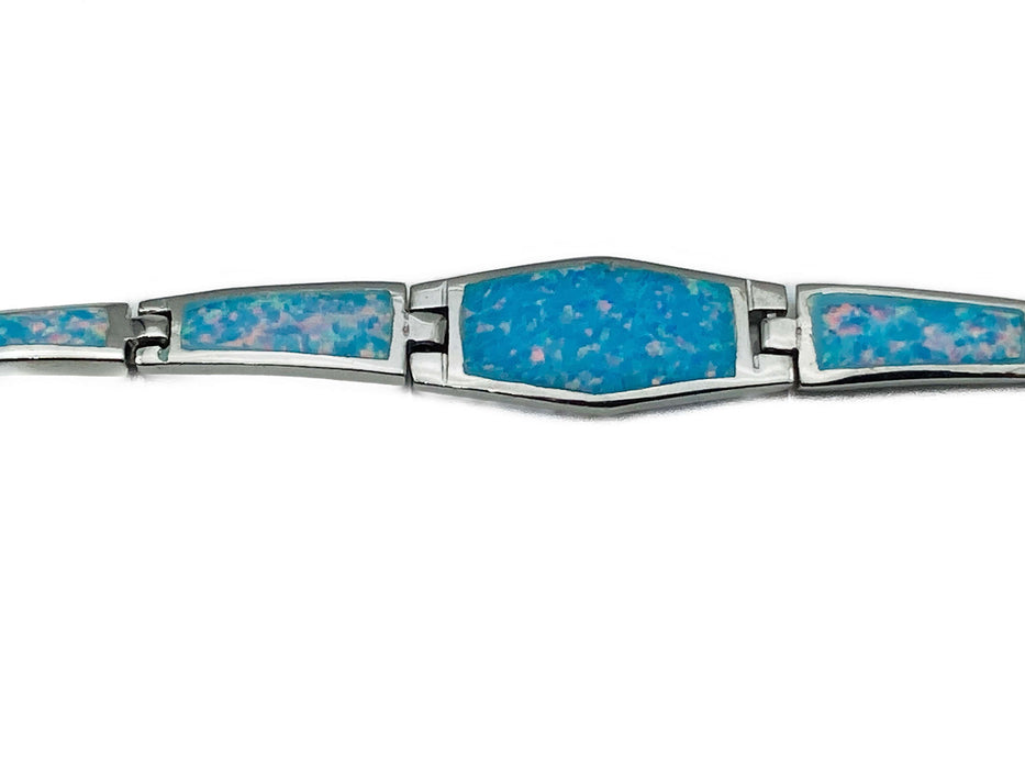 Armband mit synth. Opal blau | Silber