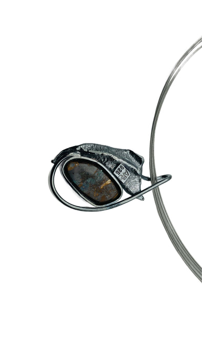 Collier mit echtem Opal- UNIKAT | Silber oxidiert