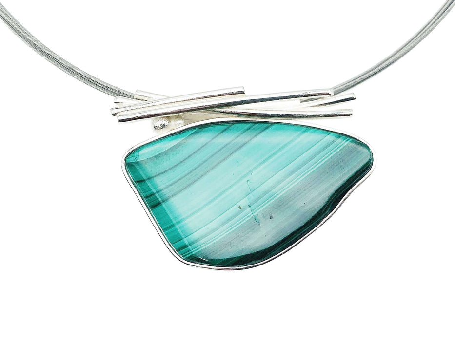 Collier mit echtem Malachit | Silber